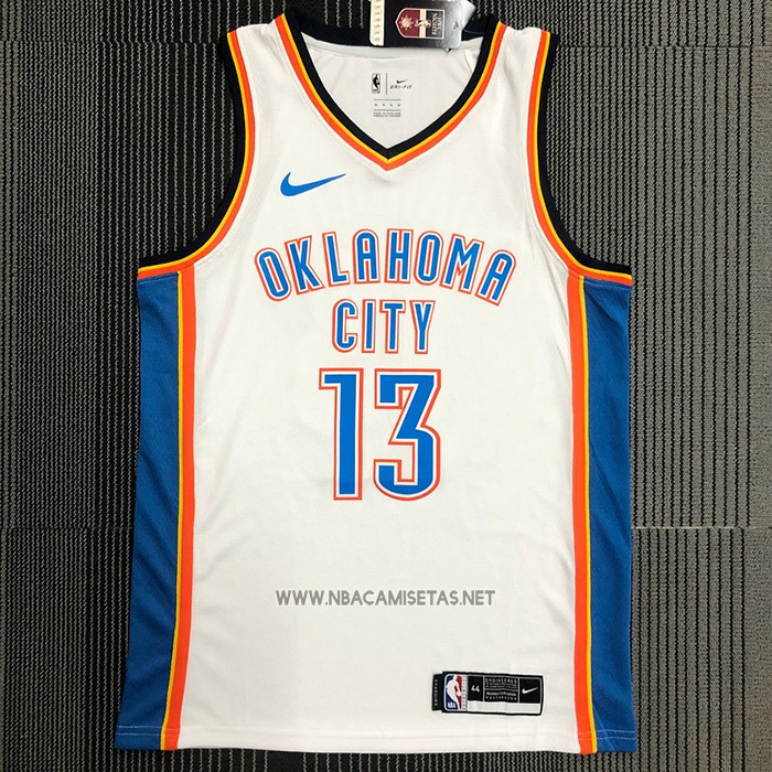 Camiseta Oklahoma City Thunder Paul George NO 13 Association Blanco